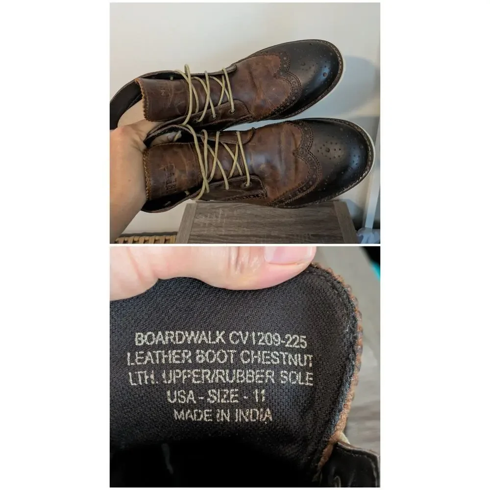 Crevo Boardwalk Chukka Boots Mens 11 Brown Chestnut Leather Wingtip Business